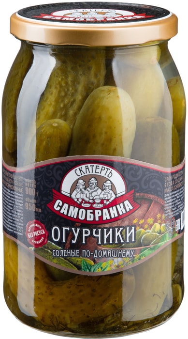 

Огурчики Скатерть-самобранка бочковые по-домашнему соленые 950 мл