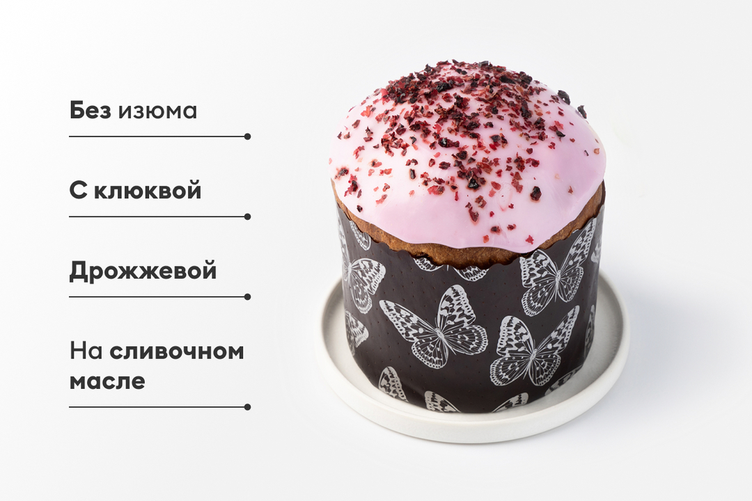 

Кулич Пасхальный с клюквой, дрожжевой 300 г