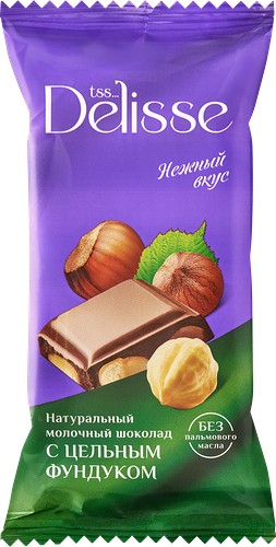 Шоколад молочный Delisse с цельным фундуком 60 г