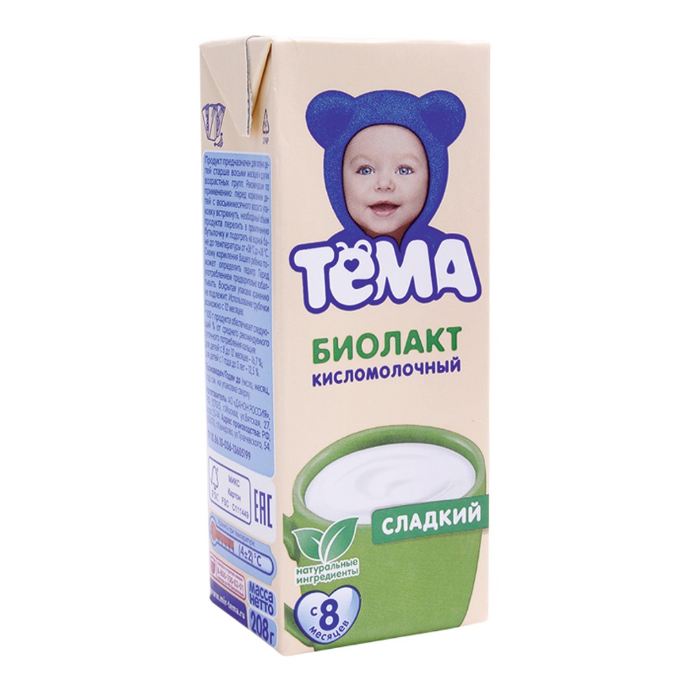 

Биолакт для детей Тёма сладкий дизайн упаковки в ассортименте 3.2% 208 г