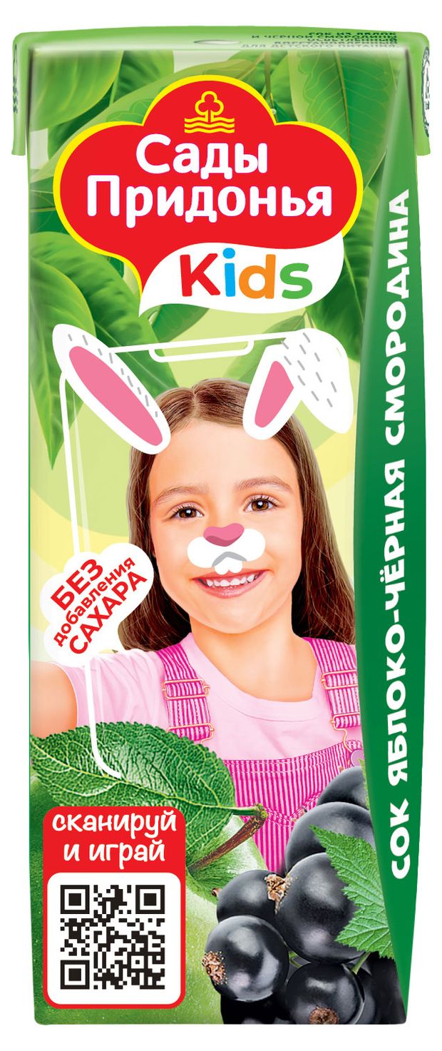 

Сок детский Сады Придонья яблоко-черная смородина, с 5 месяцев 200 мл