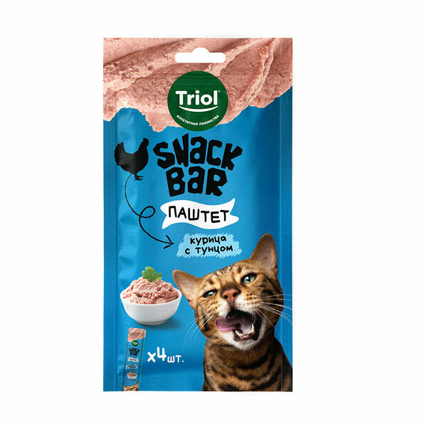 Лакомство для кошек Triol Snack Bar Паштет из курицы с тунцом 40 г
