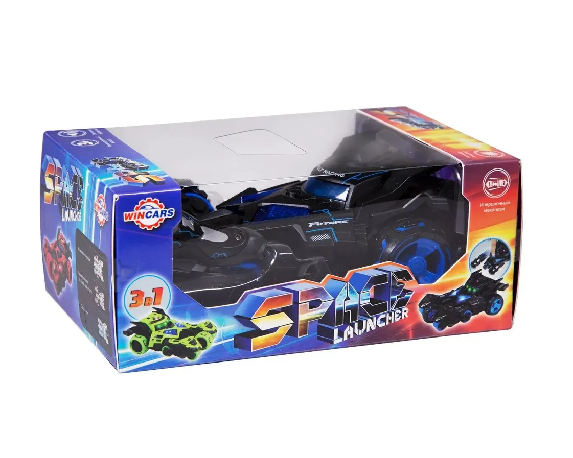 

Игрушка Wincars Машина-пускатель Спэйс-лончер 3в1, свет, звук, инерция, черный