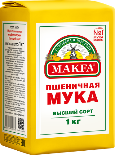 

Мука Makfa пшеничная высшего сорта 1 кг