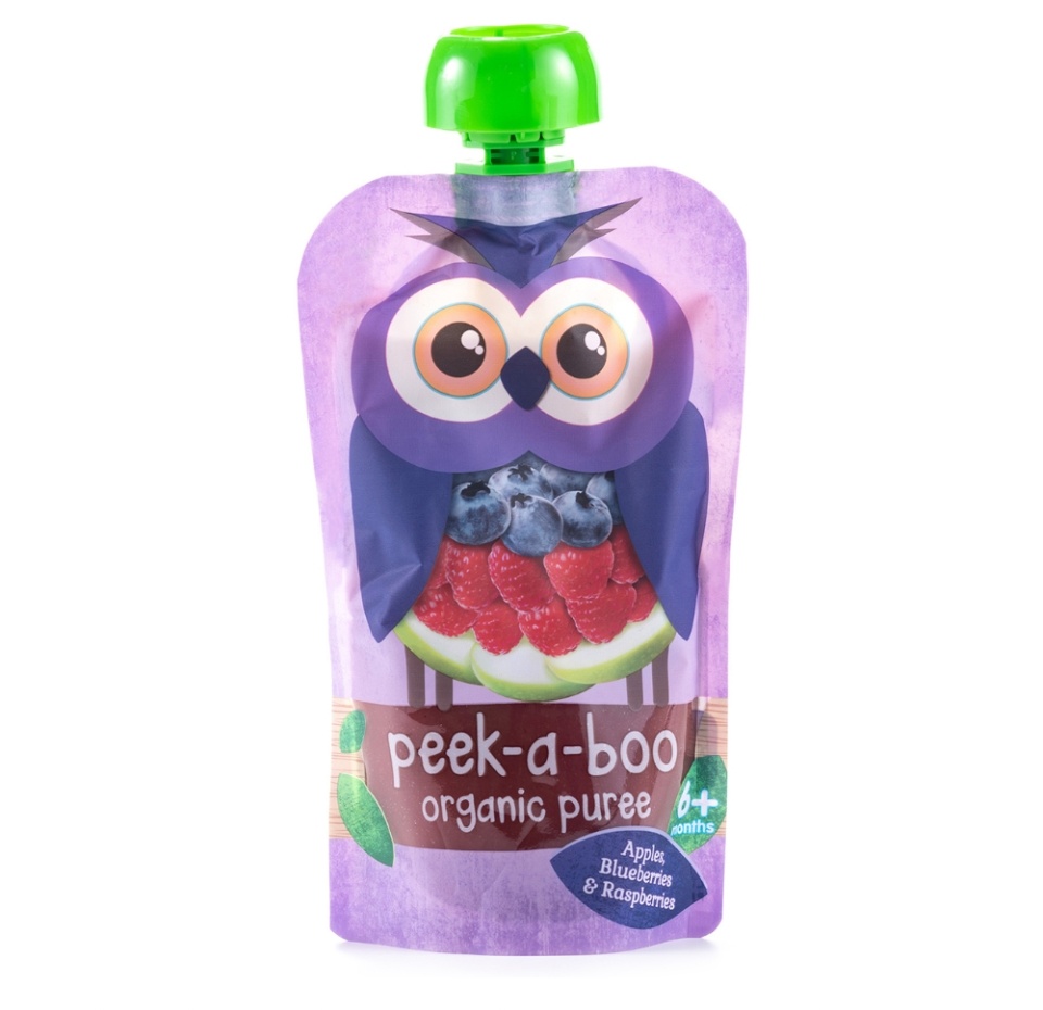 

Пюре Peek-a-boo яблоко-малина-черника с 6 месяцев 113 г