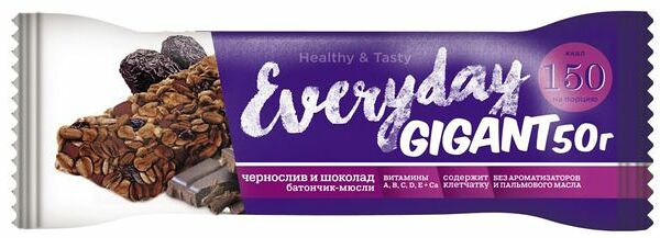Батончик Everyday Granola с черносливом и шоколадом фрукты 50 г