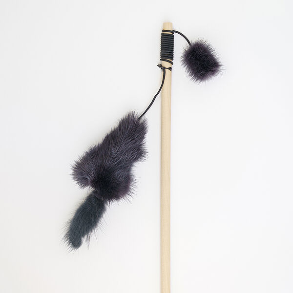 Игрушка-дразнилка звенящая для кошек Мышка-простушка, мышь 12х3 см, палка 30 см