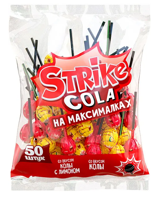 

Карамель на палочке Strike Cola на максималках Кола и лимон 565 г