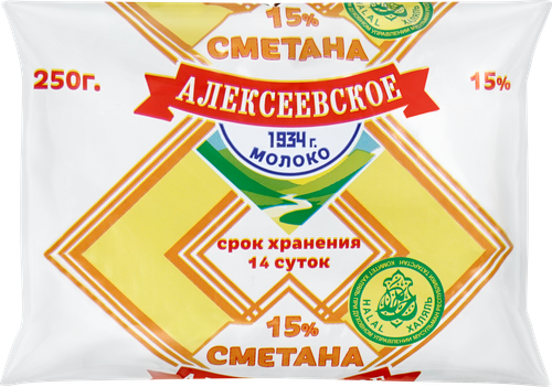 

Сметана Алексеевское молоко 15% 250 г