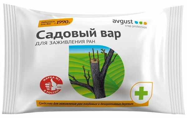 Средство для дезинфекции и заживления ран деревьев Август Садовый вар