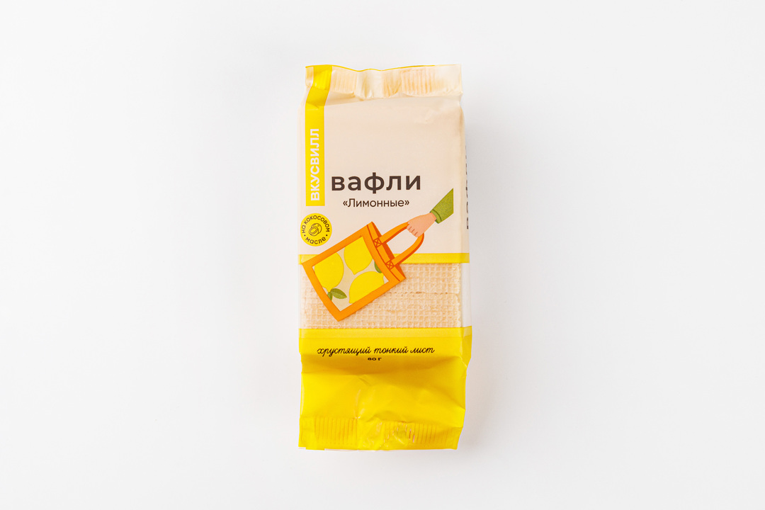 

Вафли Лимонные Вкусвилл 80 г
