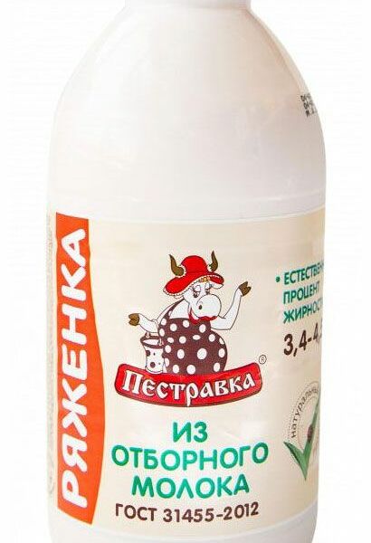 Ряженка Пестравка 3,4%-4,5% БЗМЖ, 750 г
