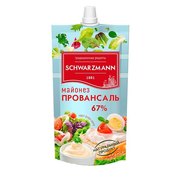 Майонез SCHWARZMANN Провансаль 67% дой-пак 400г