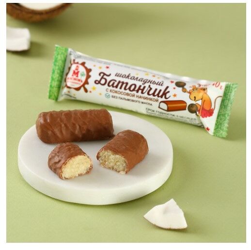 Батончик шоколадный с кокосовой начинкой МясновЪ Вкусняшка 40 г