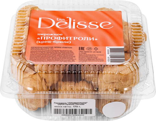 

Пирожное Delisse Профитроли с крем-брюле 170 г