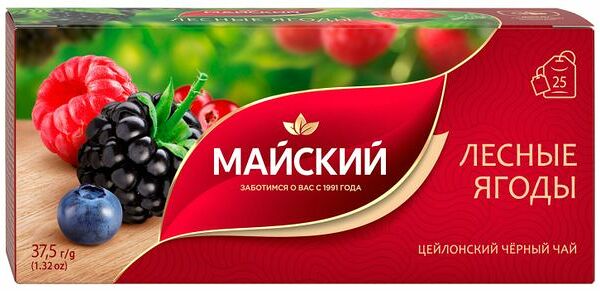 Чай черный Майский Лесные ягоды 25 пакетиков, 37.5г