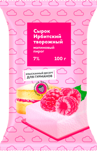 

Сырок творожный Ирбитский Малиновый пирог сладкий 7% 100 г