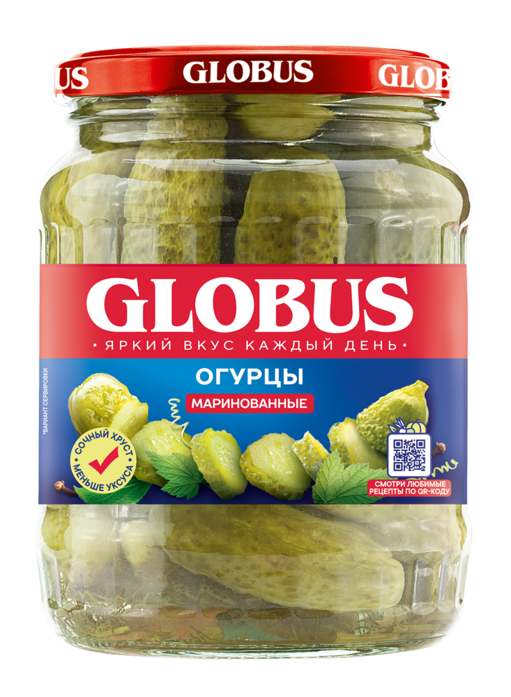 

Огурцы маринованные Globus 680 г