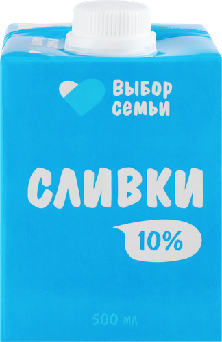 

Сливки Выбор семьи ультрапастеризованные 10% без змж 500 мл