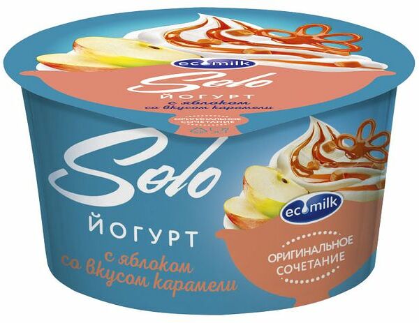 Йогурт Экомилк Solo с яблоком и со вкусом карамели 4.2% 130 г