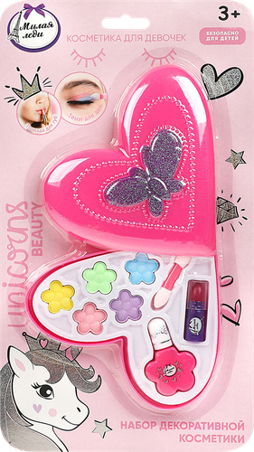 

Косметика для девочек Милая Леди Тени для век с блестками и помада, в ассортименте