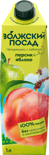 

Нектар Волжский Посад персик-яблоко осветленный 1 л