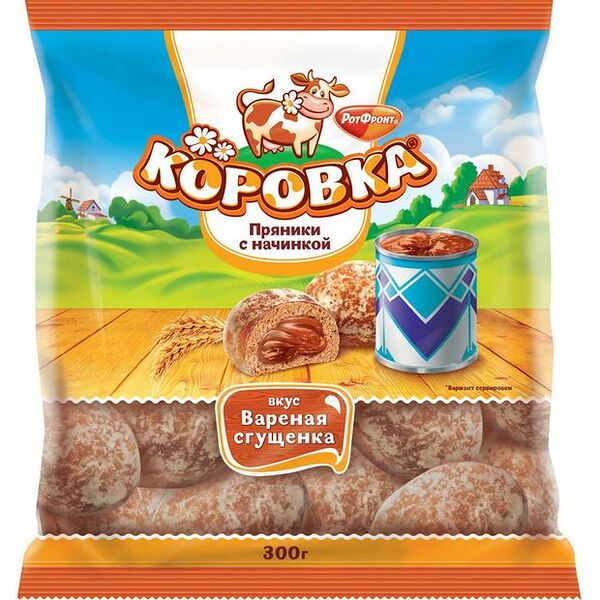 Пряники Коровка с начинкой вареная сгущенка, 300г