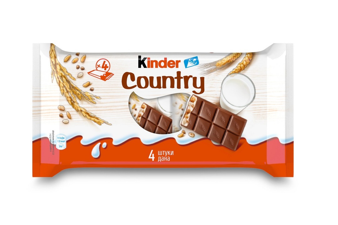 

Шоколад молочный Kinder Country с молочно-злаковой начинкой 4х23.5 г