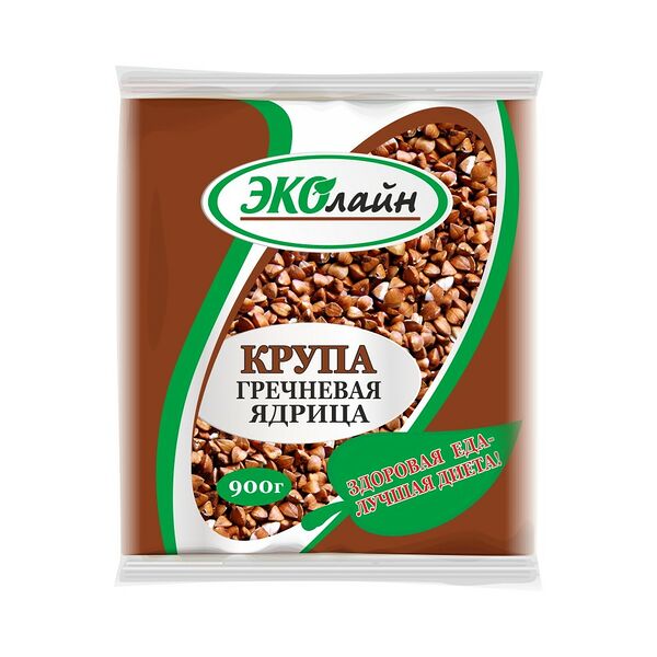 Крупа гречневая ЭКОЛАЙН ядрица вес 0.9кг.