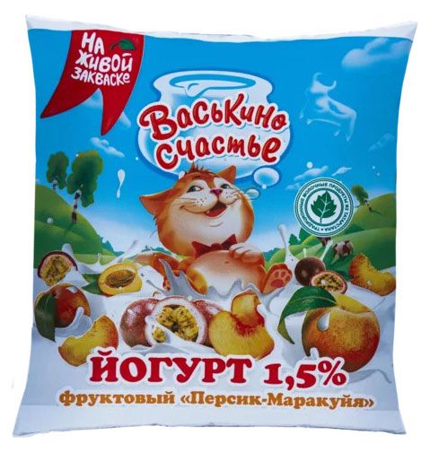 

Йогурт Васькино счастье персик и маракуйя 1.5%, 450 г