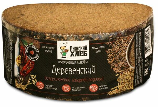 Хлеб Рижский хлеб Деревенский бездрожжевой в нарезке, половинка