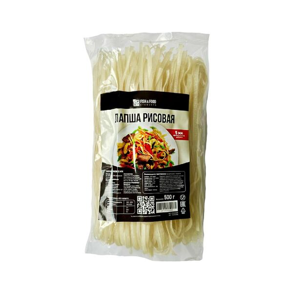 Лапша рисовая 5мм Fish&Food 500г