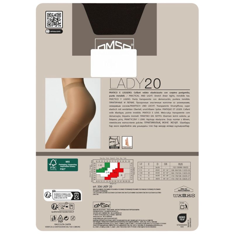 

Колготки женские Omsa Lady 20 den черные р. 4