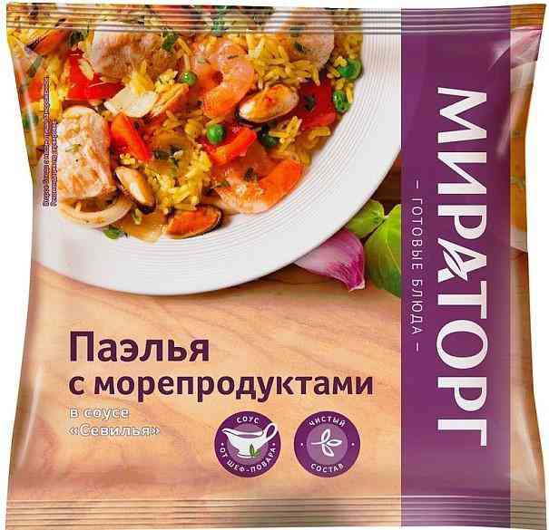

Паэлья Мираторг с морепродуктами в соусе Севилья 400 г