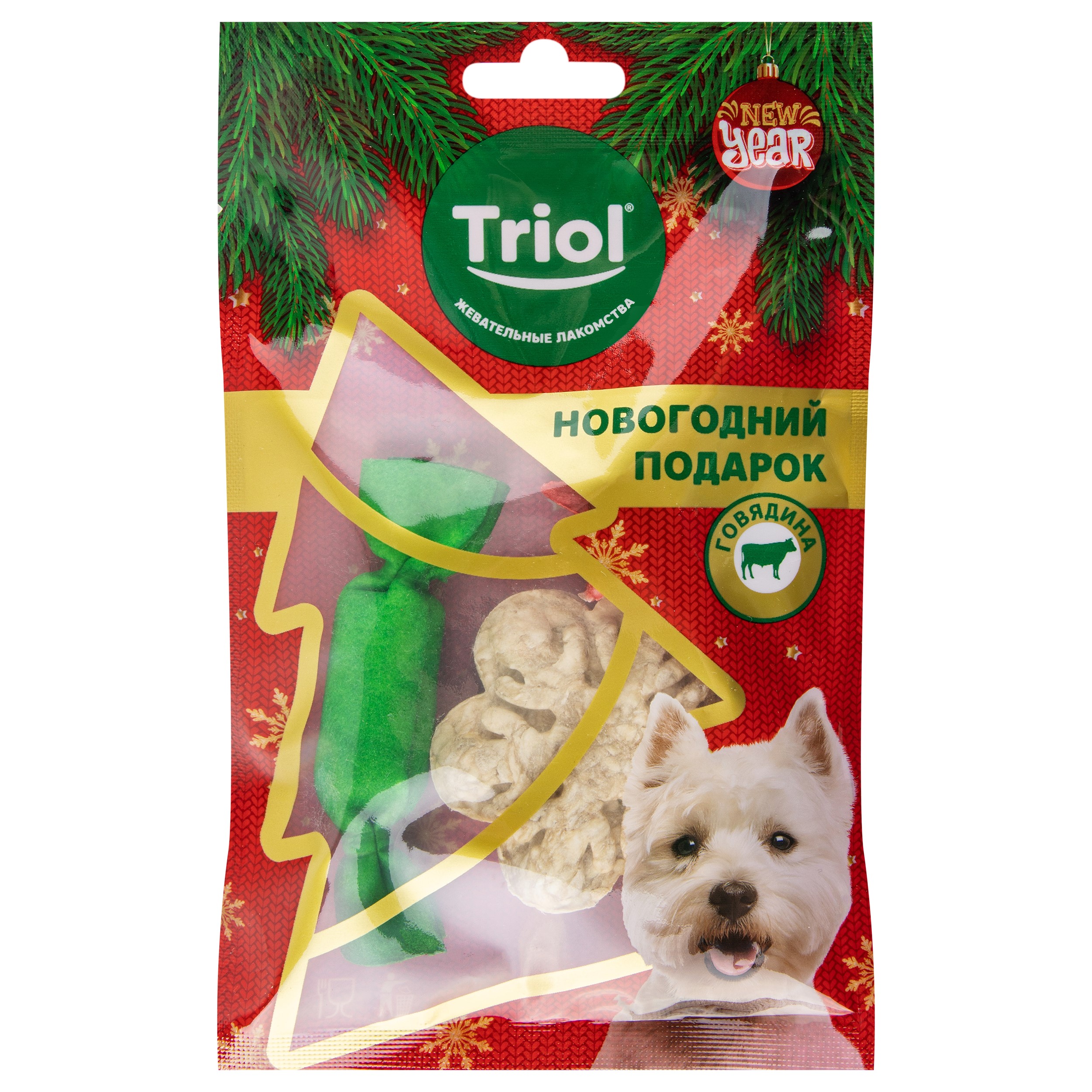 

Лакомство для собак TRIOL New Year Подарок снеговика, 65г