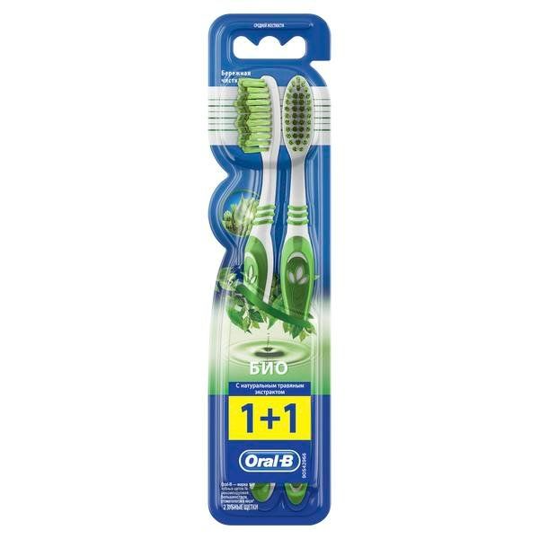 

Зубная щетка Oral-B Био средняя, 2 шт цвет в ассортименте