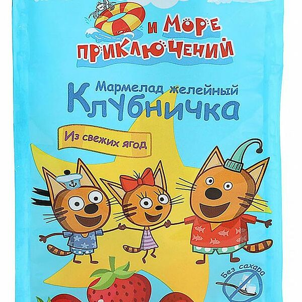 Мармелад желейный Три Кота Клубничка без сахара 105 г