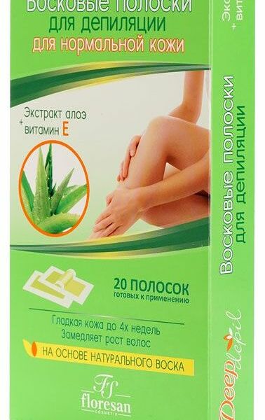Восковые полоски для депиляции Floresan Deep Depil для нормальной кожи с Алоэ Вера 20 шт