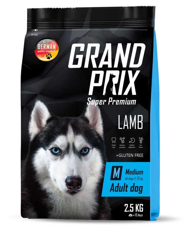 

Корм для собак средних пород Grand Prix Adult Medium с ягнёнком и рисом 2.5 кг