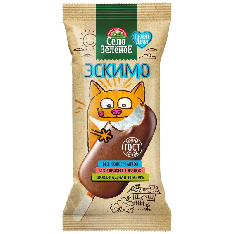 

Мороженое пломбир Село Зеленое Эскимо с ароматом ванили в глазури 15% 80 г