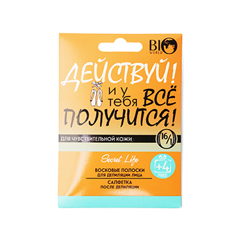 

Набор для депиляции лица Bio World Botanic Life для чувствительной кожи восковые полоски + саше с маслом