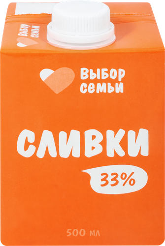 

Сливки ультрапастеризованные Выбор Семьи 33% без змж 500 мл