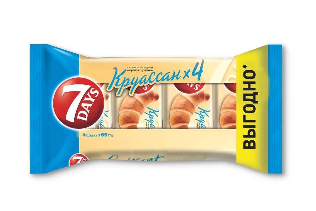 

Круассан 7 Days с кремом со вкусом варёная сгущёнка 3+1 (65 г х 4 шт.)