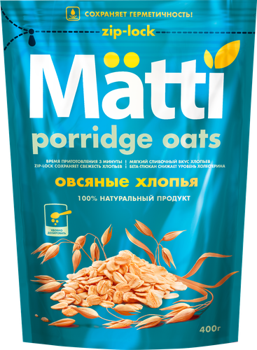 

Хлопья овсяные Matti 3 мин 400 г