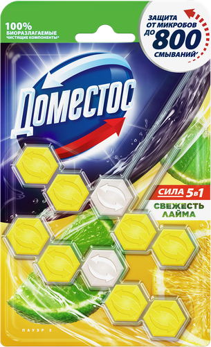 

Блок для очищения унитаза Доместос Power 5 Свежесть лайма, 55 г x 2 шт.