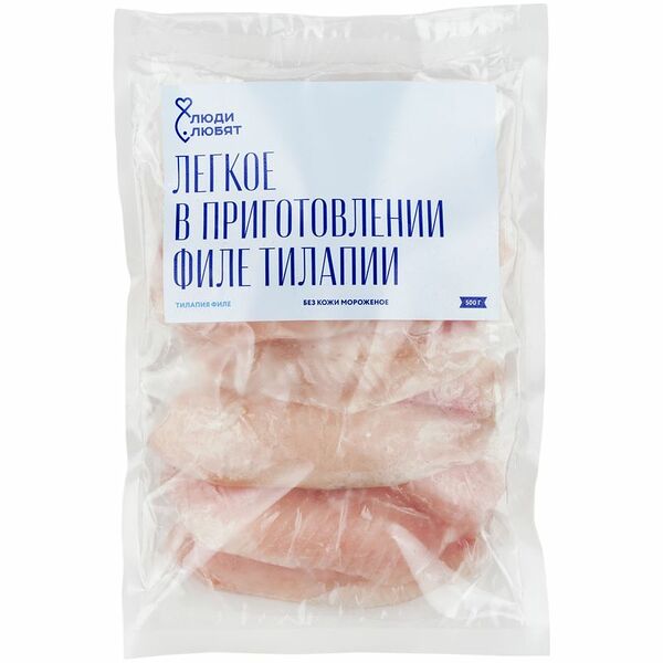 Тилапия Люди Любят филе без кожи мороженое, 500 г