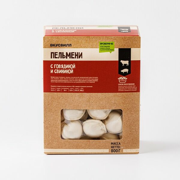 Пельмени ВкусВилл с говядиной и свининой 800 г