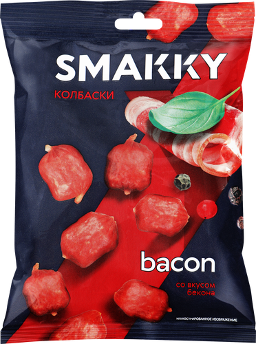 

Колбаски-мини сырокопченые SMAKKY со вкусом бекона, 50г