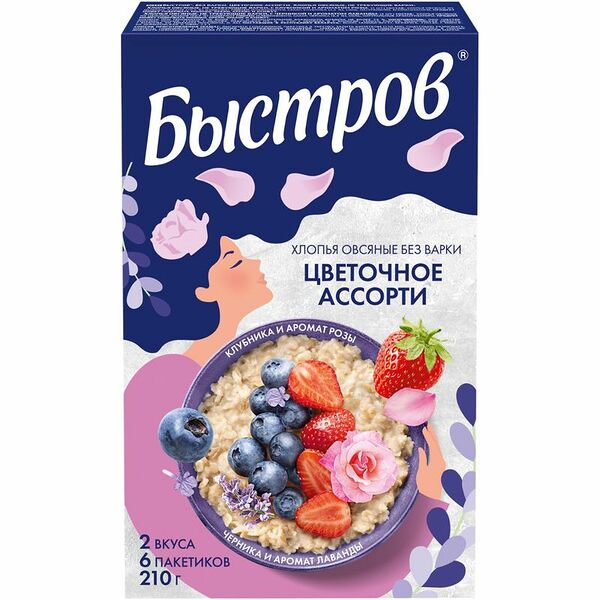 Хлопья овсяные Быстров Цветочное ассорти 6х35 г
