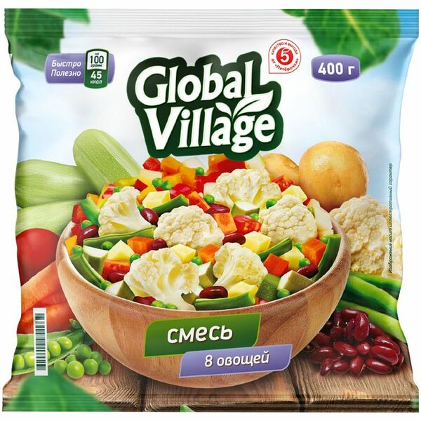 Смесь овощная Global Village 8 Овощей быстрозамороженная 400 г